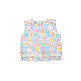 convertible top, ruffles, rainbow doodle print