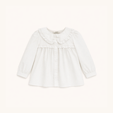 Ruffle Trim Blouse in White