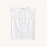 Ruffle Button Down Tank in White