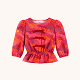 Velvet Bow Top in Red Floral