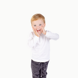 Boys' Long Sleeve Henley in White