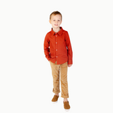 Boys' Button Down in Red Dino