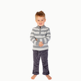 Boys' Half Zip Sweater in Gray Stripe