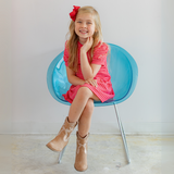 Puff Sleeve Tennis Dress in Red & White Heart Stripe