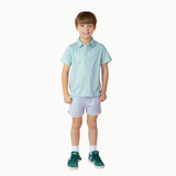 Boys' Drawstring Shorts in Light Blue w/Sulphur Trim