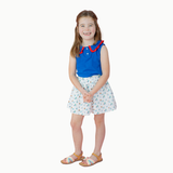 Pleated Tennis Tank in Blue/Red